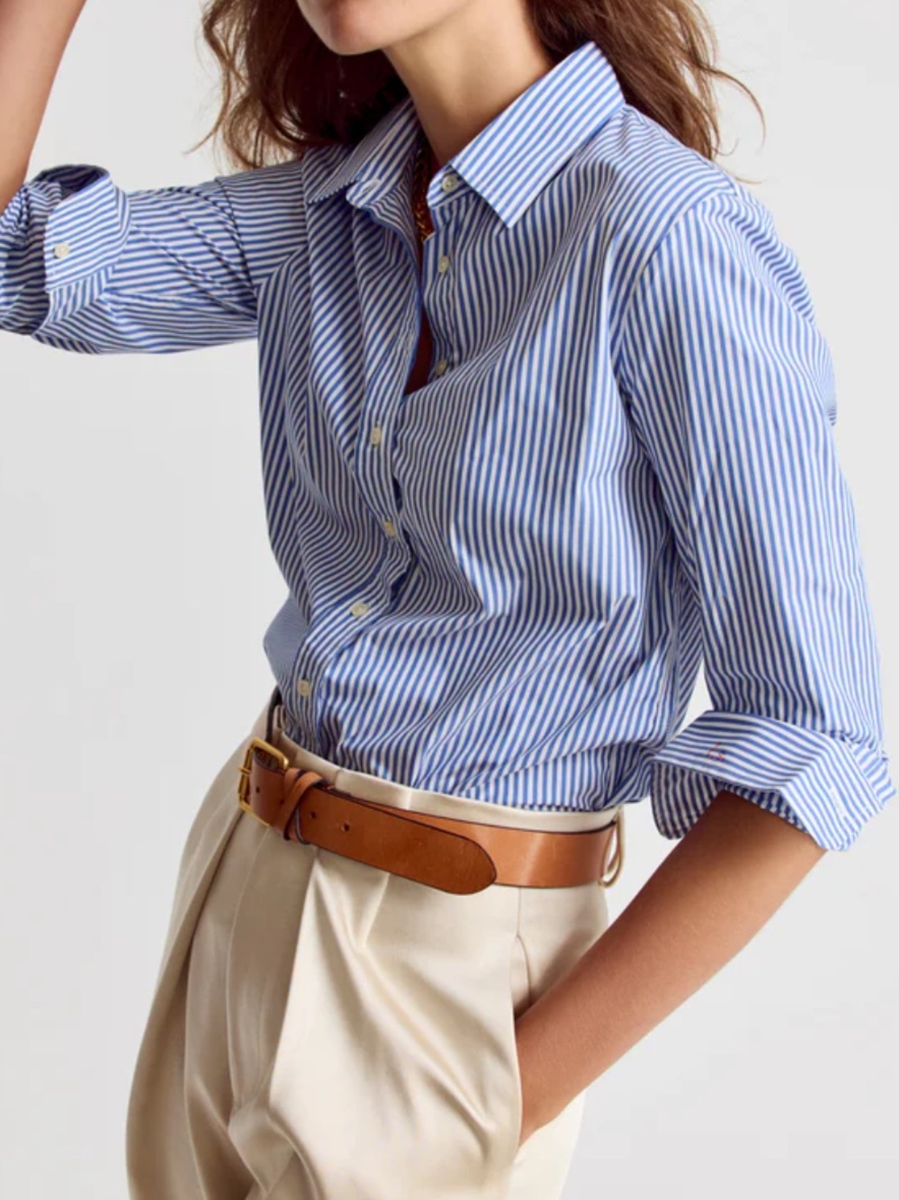 The Shirt Rochelle Behrens The Boyfriend Shirt Blue White Stripe